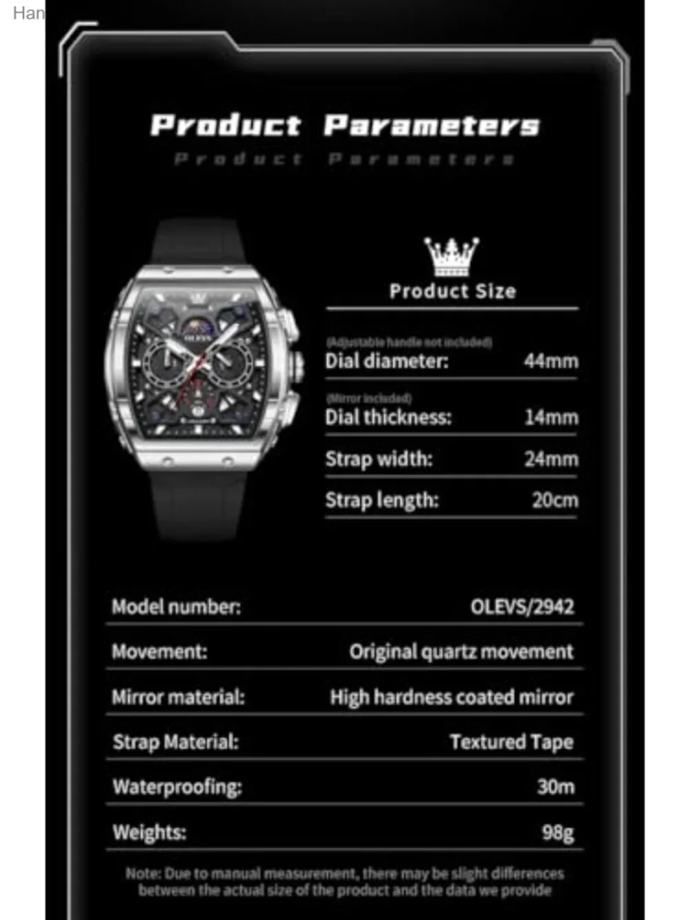 Men's Luxury Square Skeleton Chronograph Watch Quartz Stainless Steel Rubber